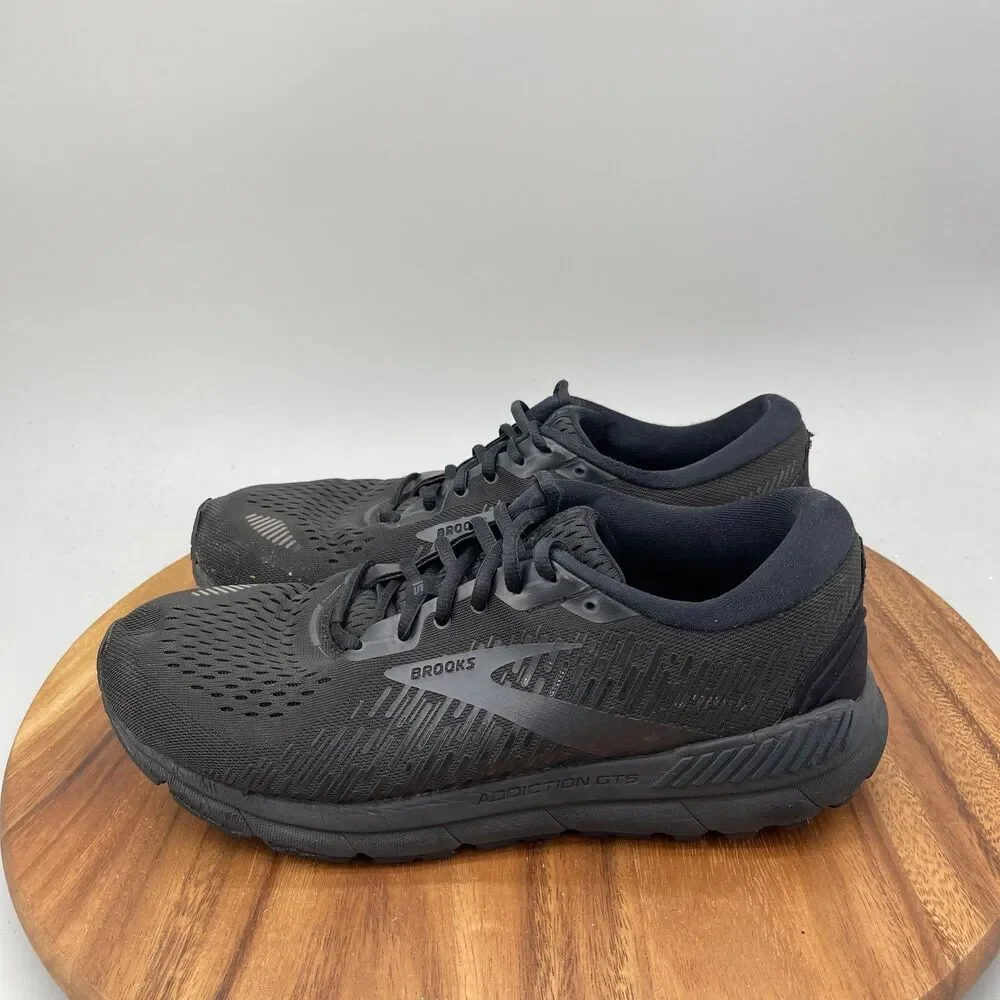 Brooks Addiction GTS 15 Shoes Mens Size 11.5 Triple Black Running Comfort Gym